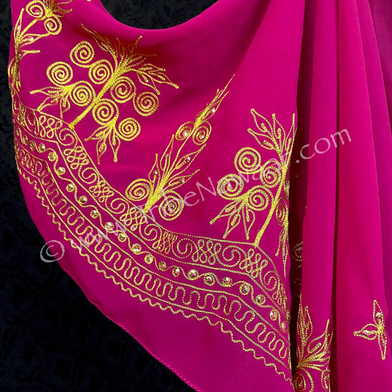 Magenta Embellished Veil & Wrap (Consignment tn250205)