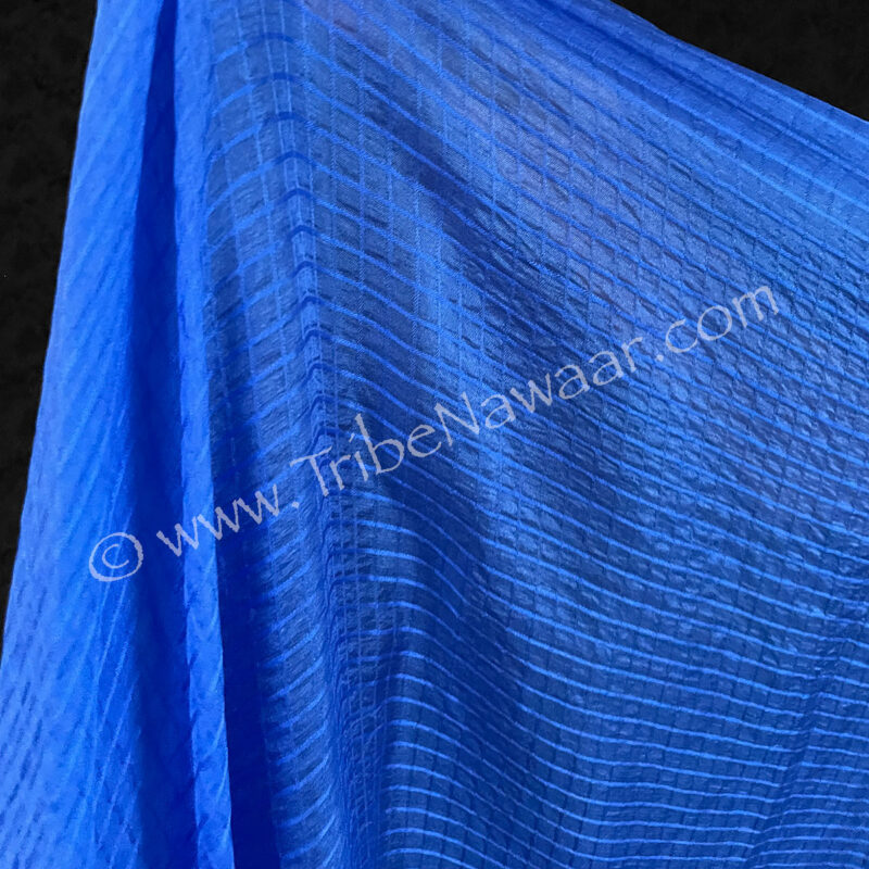 Blue Checkered Silk Veil (Consignment xiad1-14)