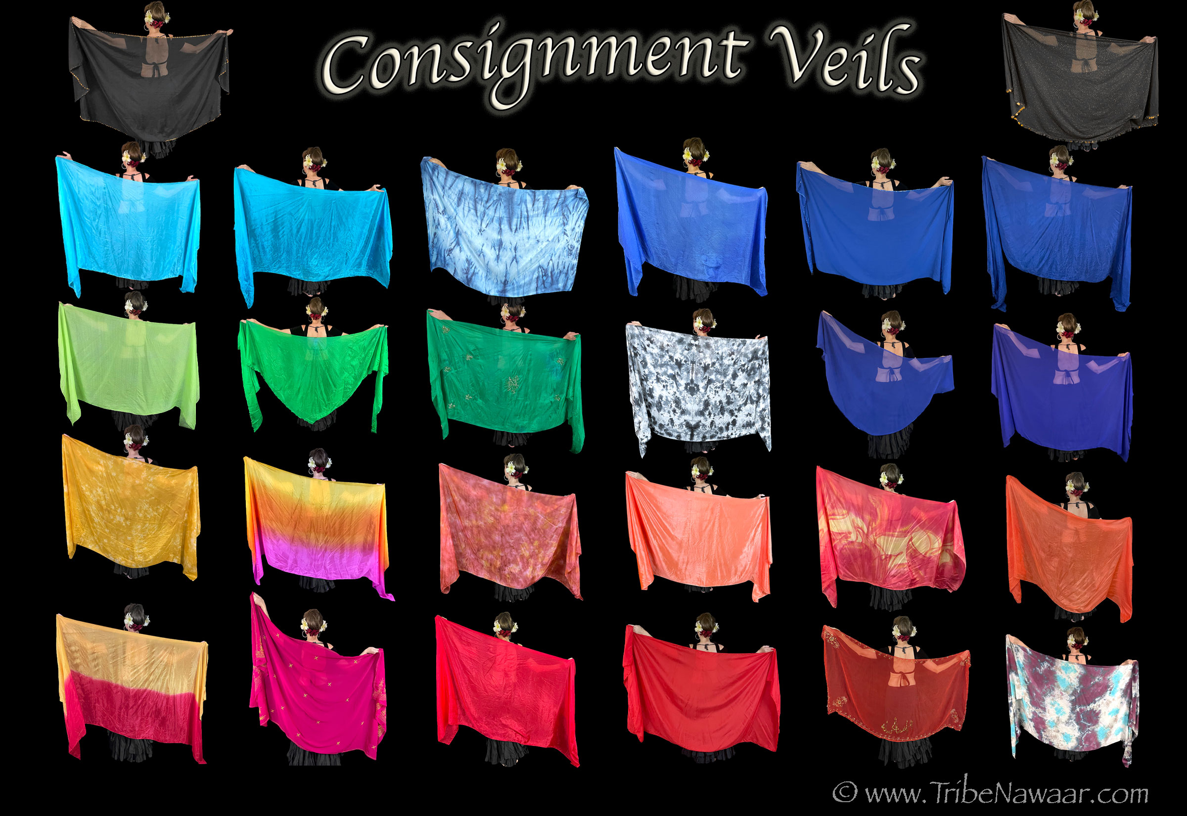 Belly dance consignment veils available from The Nawaar Marketplace at www.TribeNawaar.com