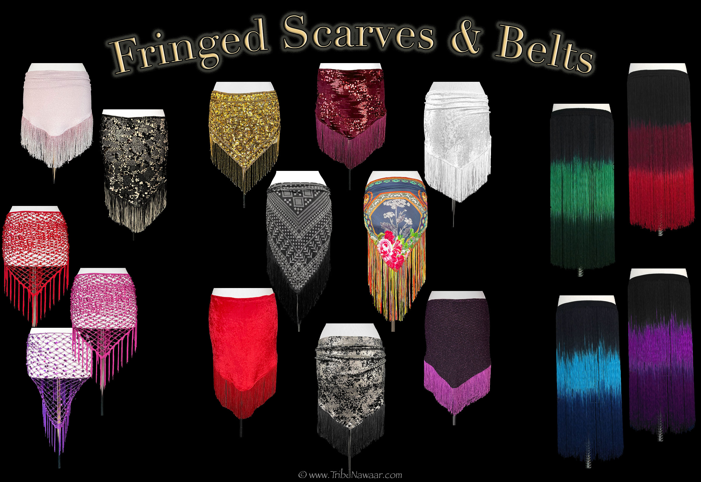 Belly dance fringe- Hip scarves and shawls for belly dance from The Nawaar Marketplace at www.TribeNawaar.com