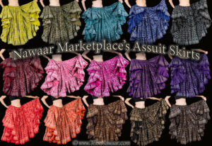 25 yard Assuit Skirts for tribal belly dance, FCBDstyle skirt work, ATS and fusion belly dance performances. Available from The Nawaar Marketplace at www.TribeNawaar.com