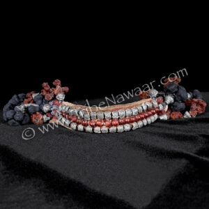 Vintage Beaded Armband With Black & Burgundy Tassels (Consignment macart1-46)