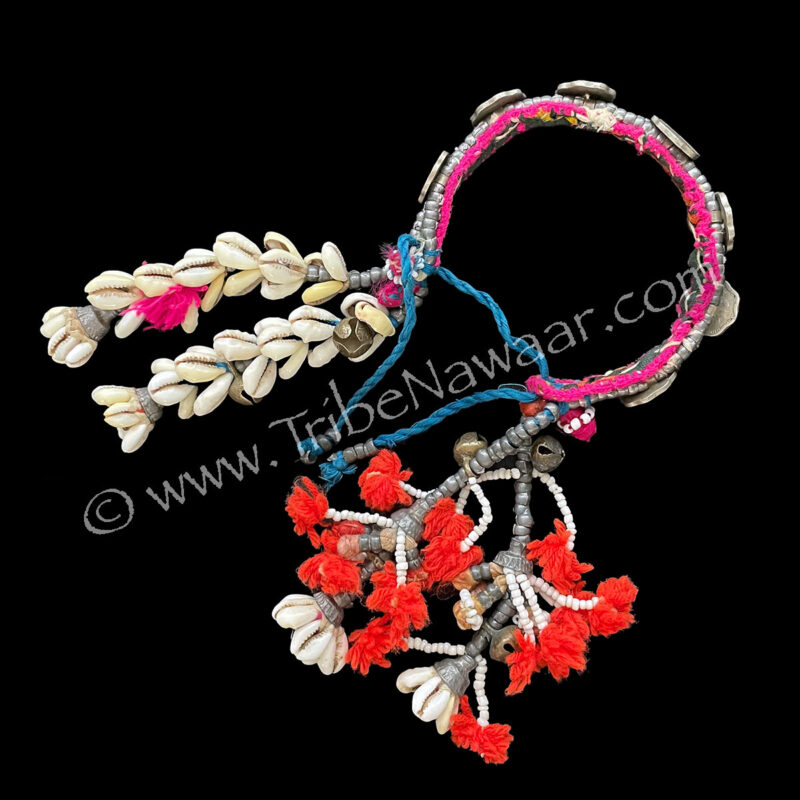 Vintage Coined Armband With Cowries & Orange Pops (Consignment MACART 1-48)