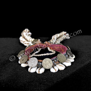 Vintage Coin Armband With Long Cowrie Shell Falls (Consignment MACART 1-49)