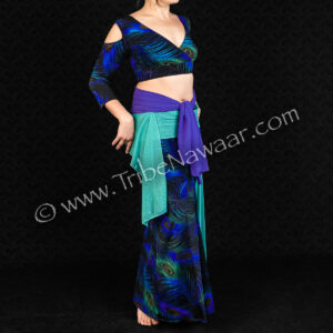 Peacock Mermaid Skirt & Mock Wrap Top (Consignment kahar1-15)
