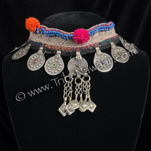 Kuchi Choker Necklace With Embossed Coin Drops (Consignment macart1-29)