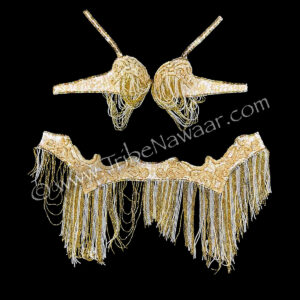 Green & Gold Bedlah- Egyptian Bra & Belt Set for raqs sharqi belly dance available on consignment from The Nawaar Marketplace at www.TribeNawaar.com (full set)