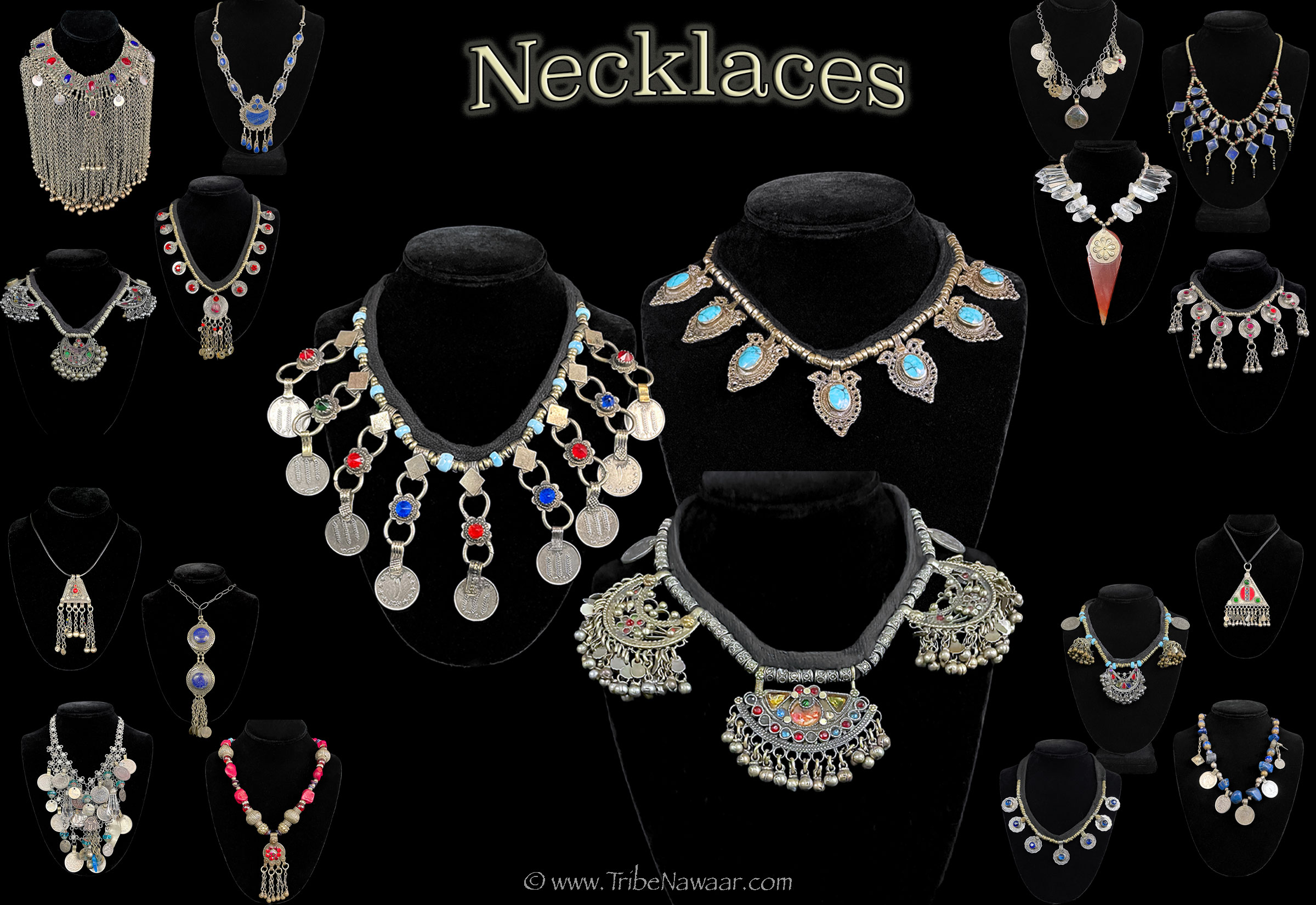 Authentic necklaces for belly dance available from The Nawaar Marketplace at www.TribeNawaar.com