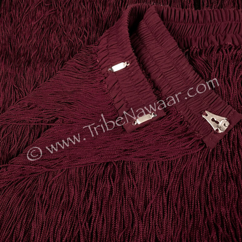 Long Burgundy Fringe Belt