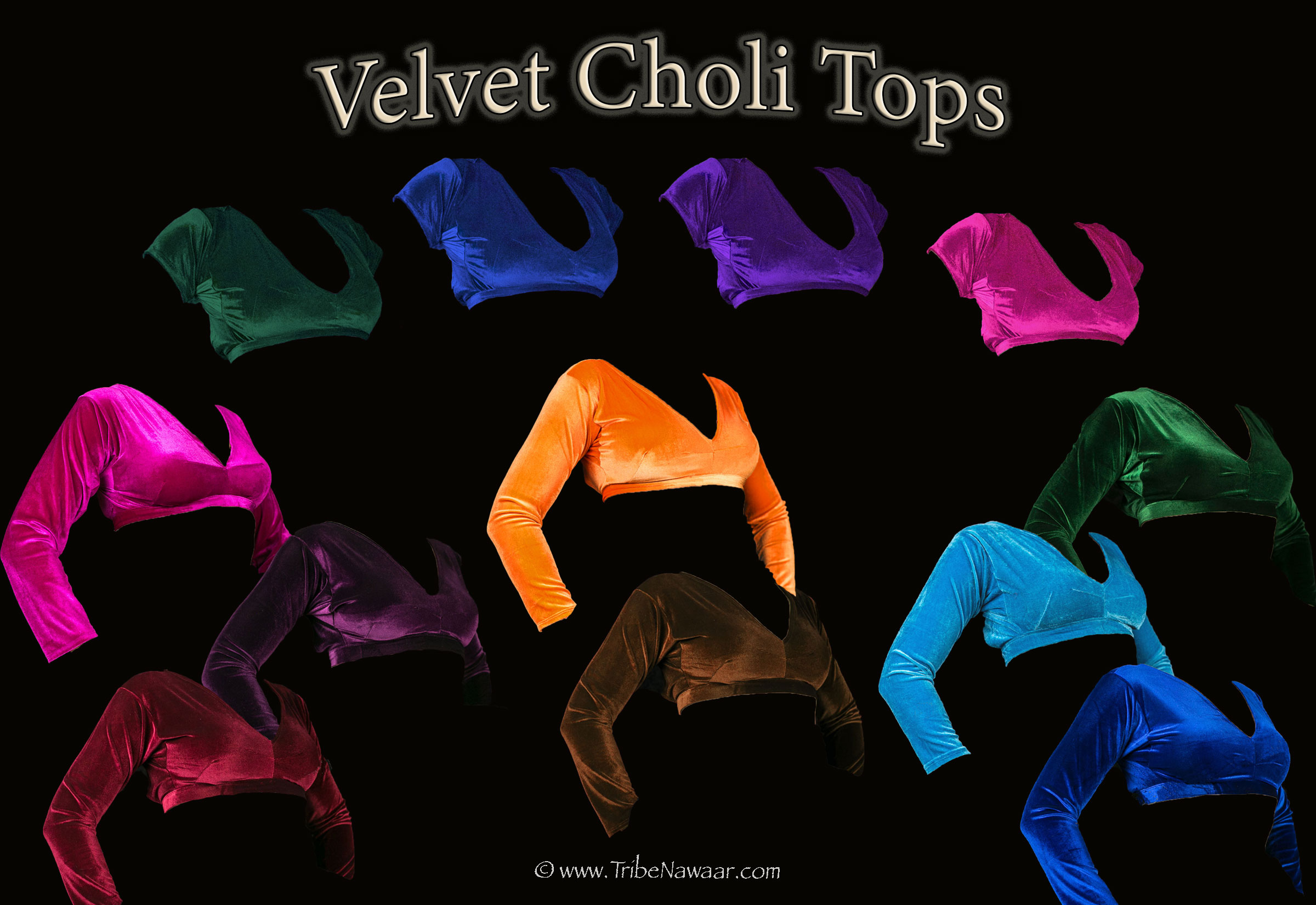 Velvet choli tops for ATS Belly Dance or FCBDstyle belly dance available from the Nawaar Marketplace at www.TribeNawaar.com