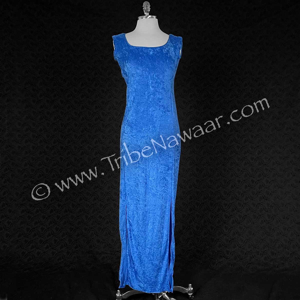 Blue Crushed Velvet Base Dress (Consignment demain1-19)