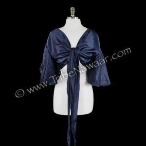 Navy Blue Satin Wrap Top (Consignment lunor1-82)