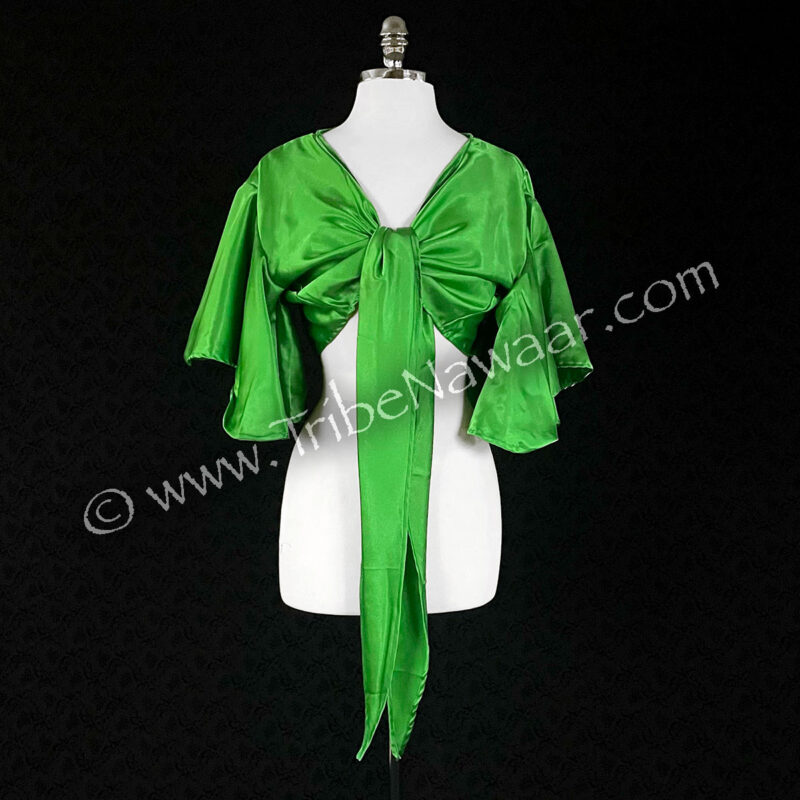 Green Satin Wrap Top (Consignment lunor1-85)