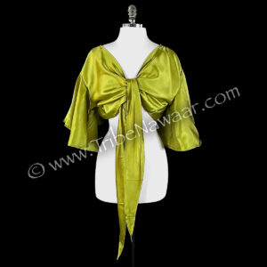Green Gold Satin Wrap Top (Consignment lunor1-86)