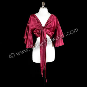Cranberry Satin Wrap Top (Consignment lunor1-91)