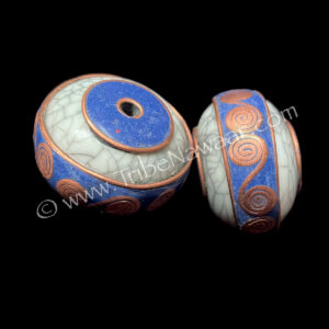 Lapis & Copper Crackle Bead Pair (Consignment macart1-42)