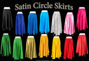 Satin Circle Skirts for belly dance available on consignment at the Nawaar Marketplace at www.TribeNawaar.com