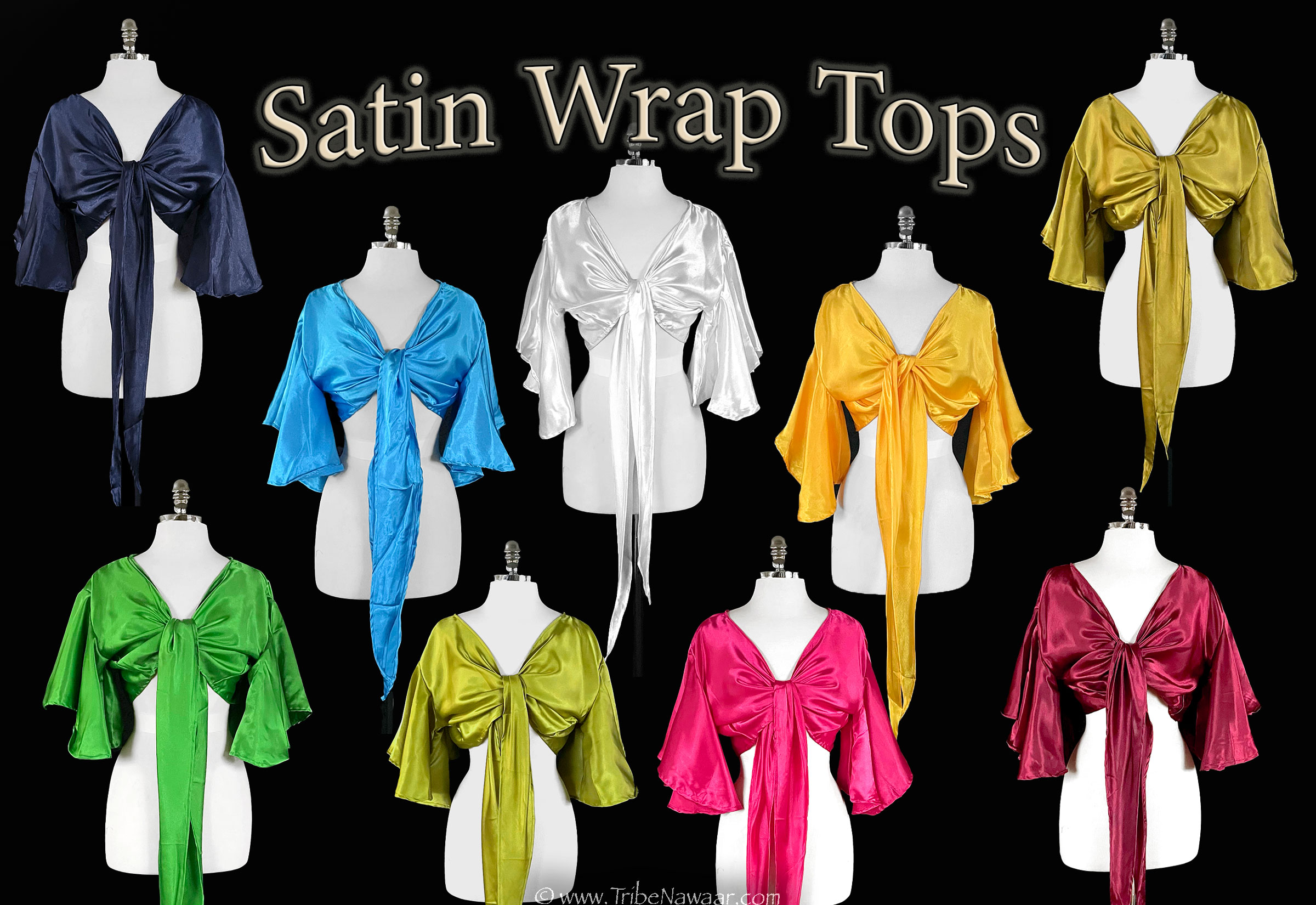 Satin Wrap Tops for belly dance available on consignment at the Nawaar Marketplace at www.TribeNawaar.com