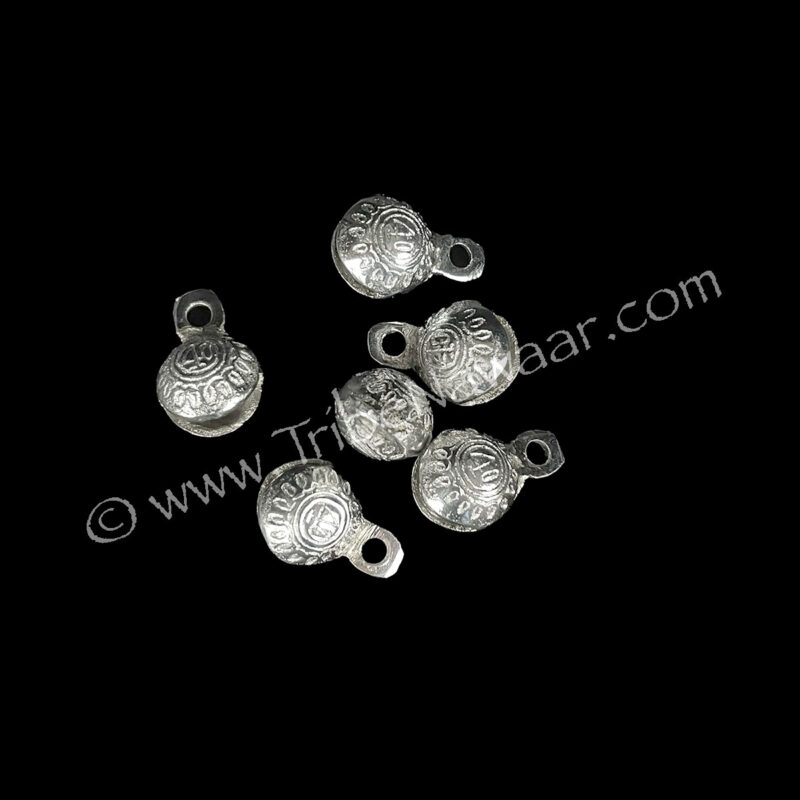 7/8″ Silver Bells With Ornamentation, Pack of 6