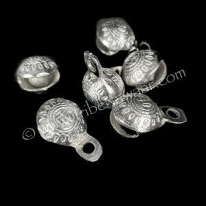 7/8″ Silver Bells With Ornamentation, Pack of 6