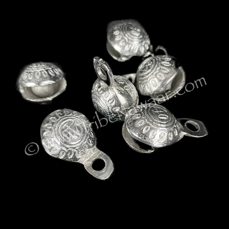 7/8″ Silver Bells With Ornamentation, Pack of 6