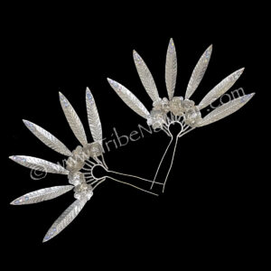 Silver Hammered Leaf & Flower Hair Adornments (Consignment)