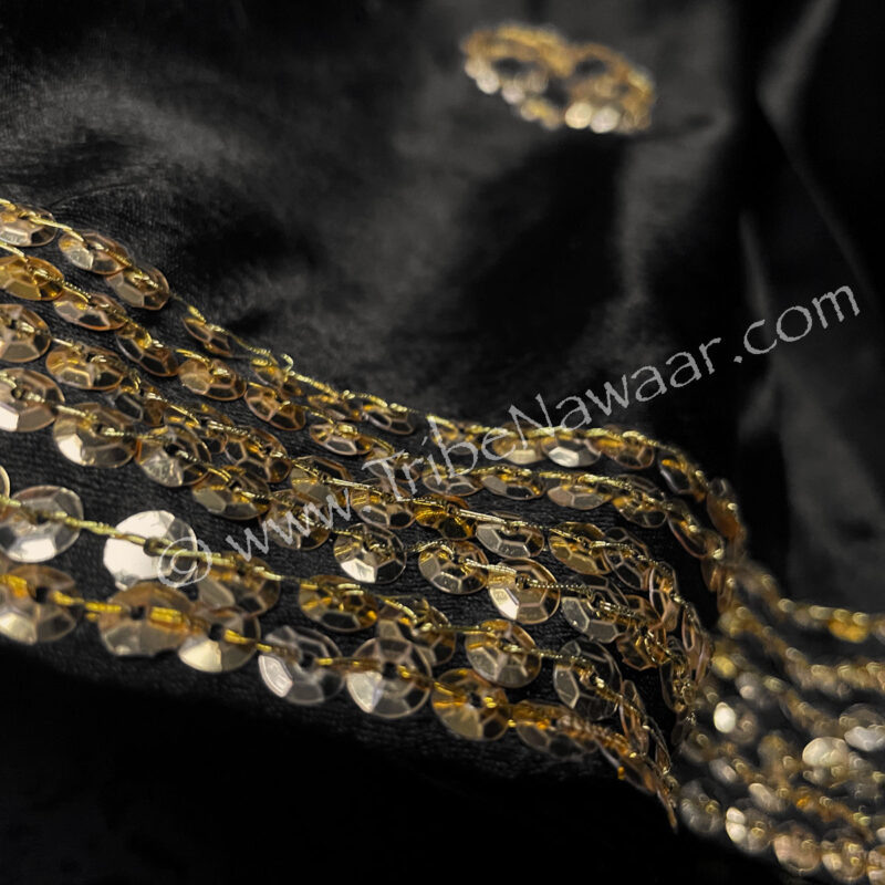 Black Satin Skirt With Gold Embroidery (Consignment lunor1-27)