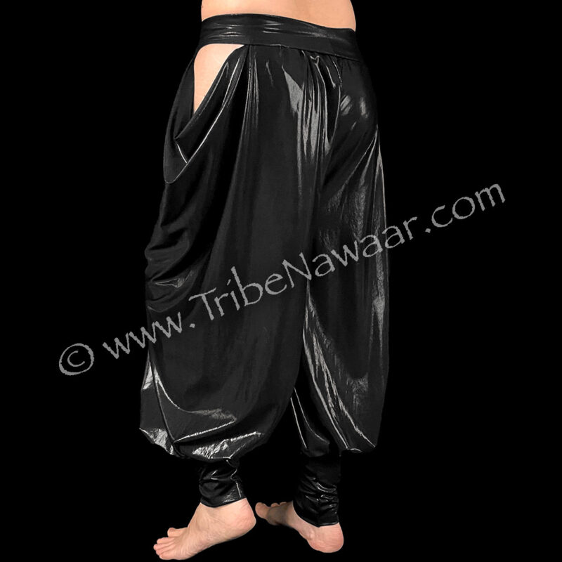 Liquid Black Turkish Pants With Open Hip
