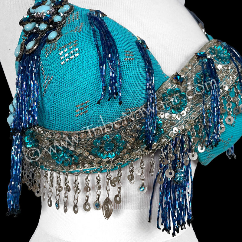 Turquoise Assuit Fusion Belly Dance Bra & Belt (Consignment anpre2-3)