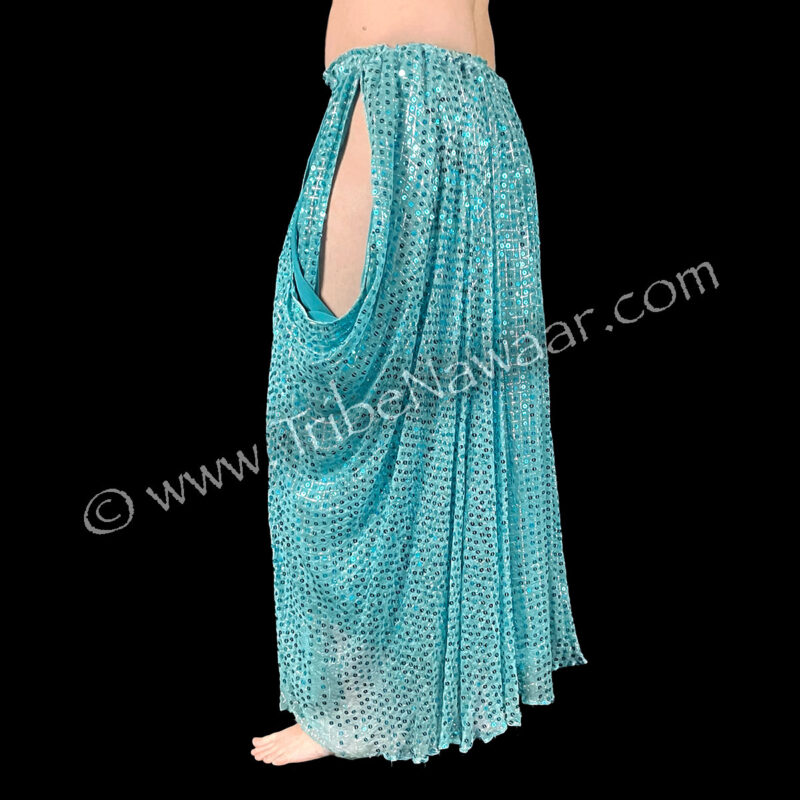 Mermaid Sequin & Chiffon Draped Skirt (Consignment cotimp2-10)