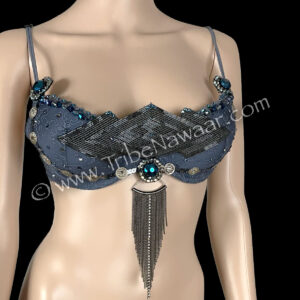 Slate Grey Fusion Belly Dance Bra (Consignment momcc1-43)