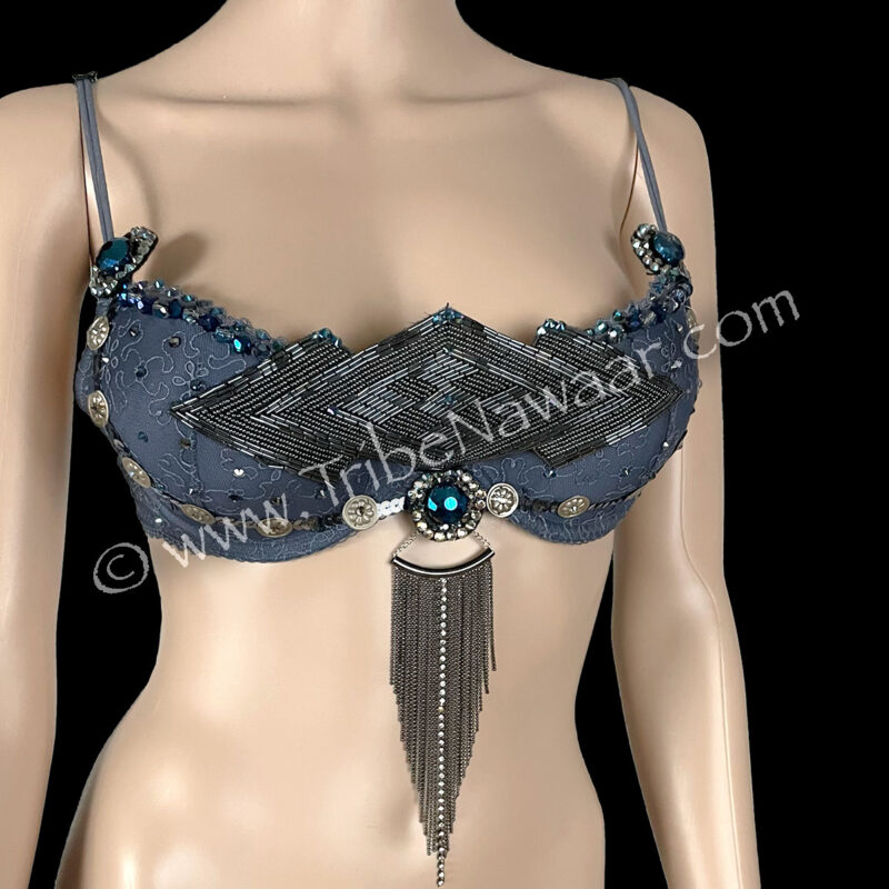 Slate Grey Fusion Belly Dance Bra (Consignment momcc1-43)