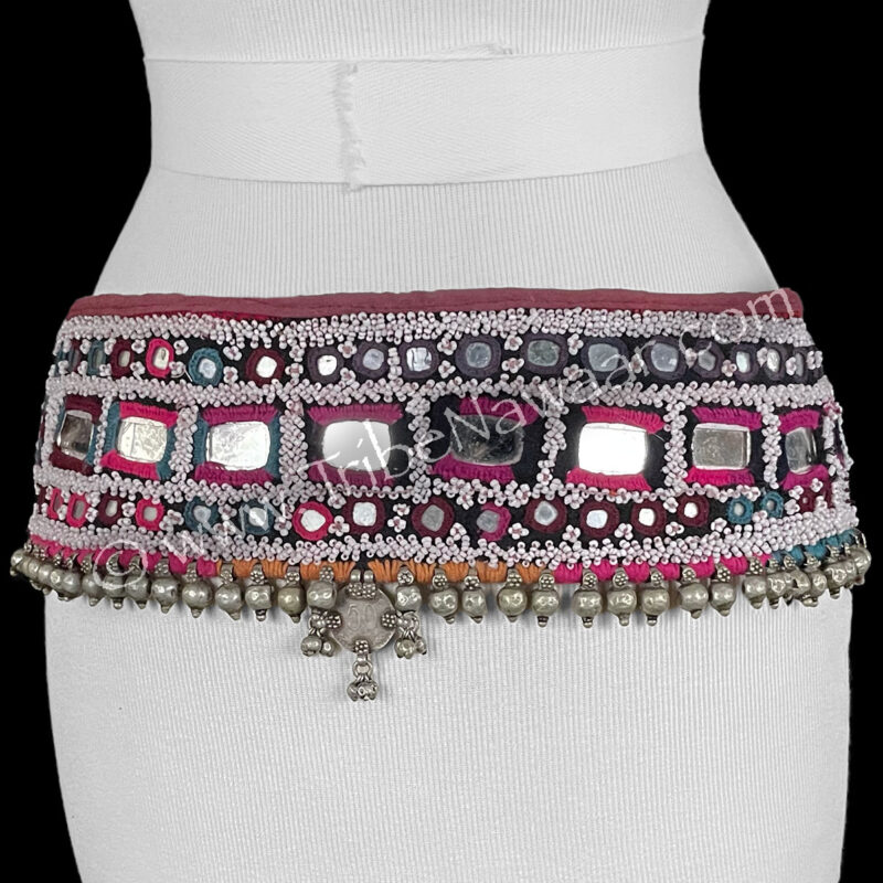 Vintage Banjara Mirrored Belt With Drop Accents (Consignment timcne1-7)