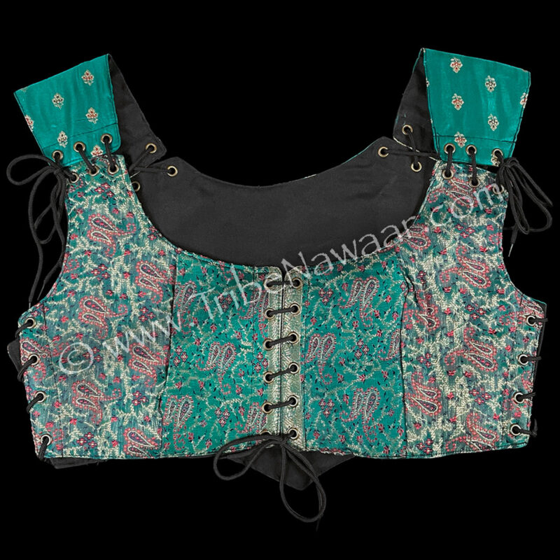 Teal Paisley Corseted Bodice, Medium