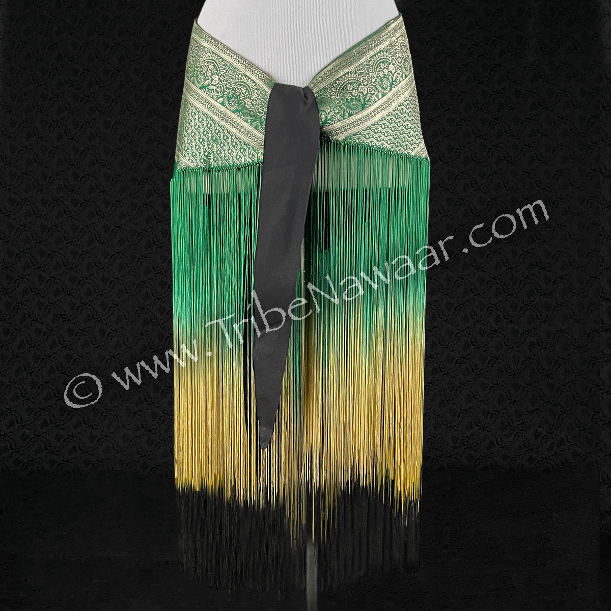 Emerald Sari Fringe Hip Scarf