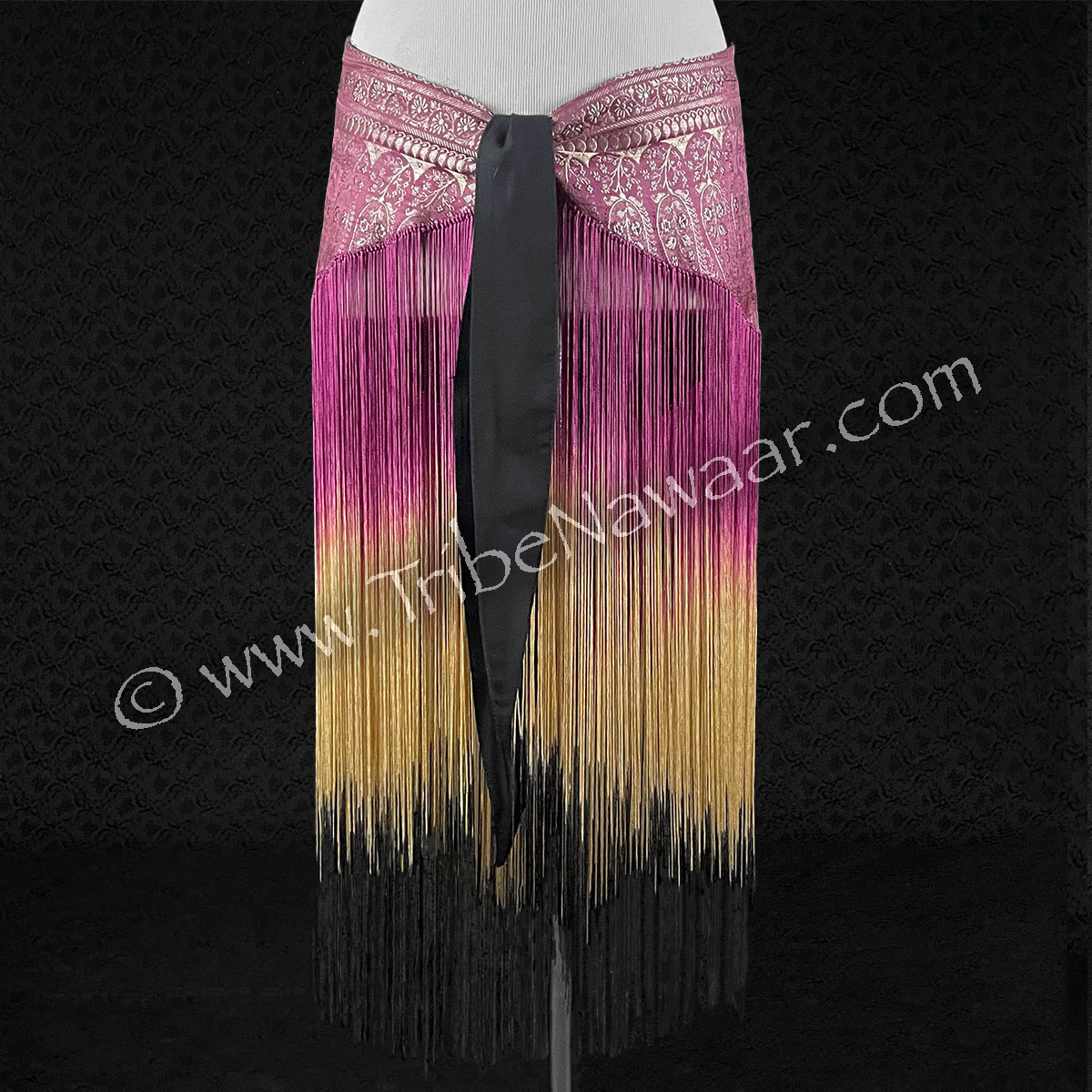 English Rose Sari Fringe Hip Scarf