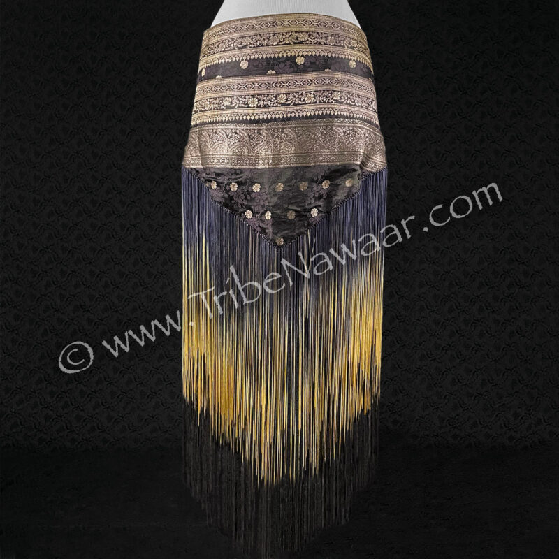 Midnight Plum Sari Fringe Hip Scarf