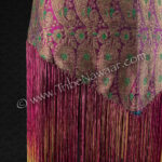 Paisley Magenta Sari Fringe Scarf- eco chic up-cycled belly dance hip wrap available at the Nawaar Marketplace at www.TribeNawaar.com (detail)