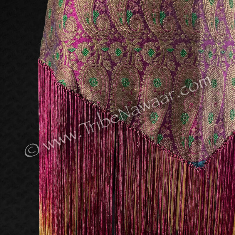 Paisley Magenta Sari Fringe Hip Scarf