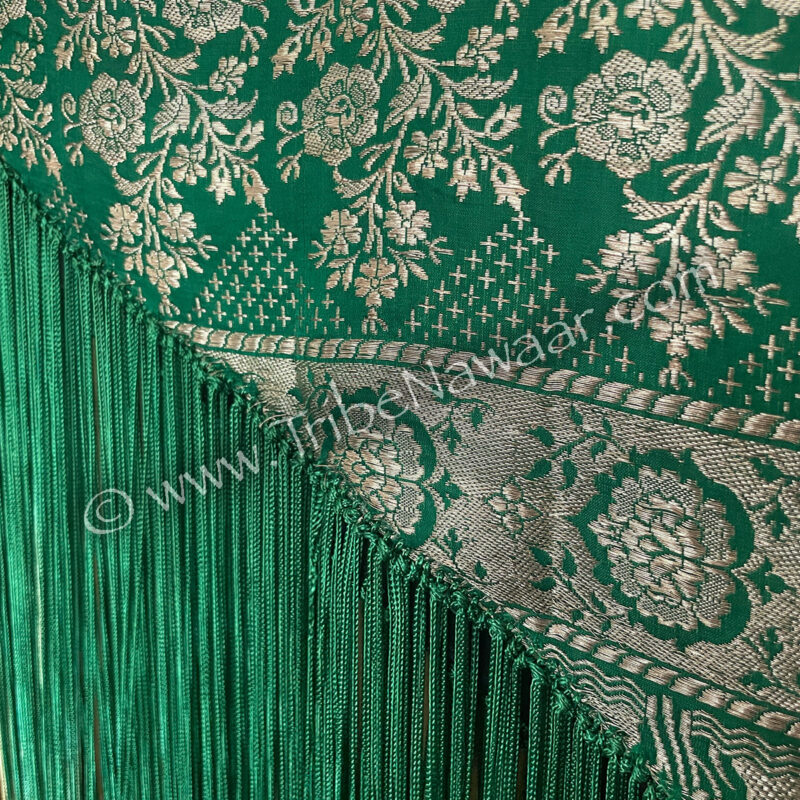 Rich Green Sari Fringe Hip Scarf