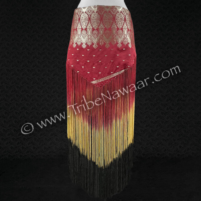 Royal Red Sari Fringe Hip Scarf