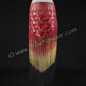 Shimmering Red Sari Fringe Hip Scarf