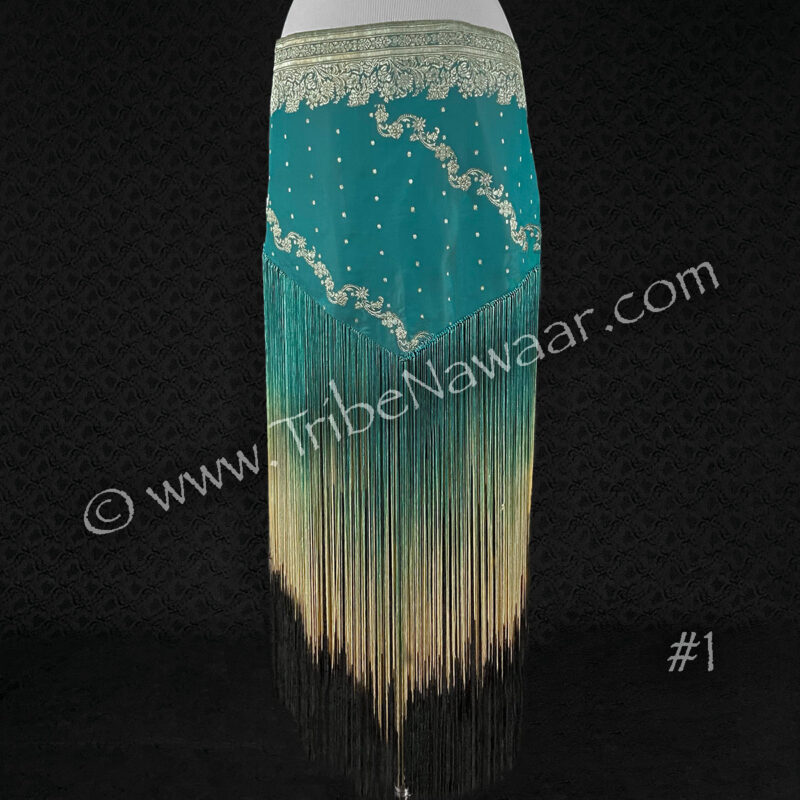 Teal Sari Fringe Hip Scarf