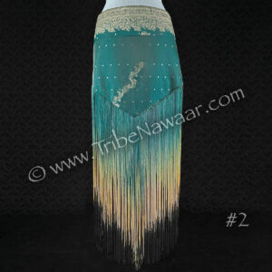 Teal Sari Fringe Hip Scarf