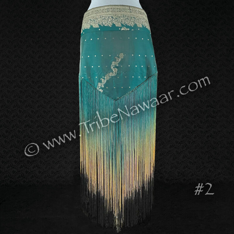 Teal Sari Fringe Hip Scarf