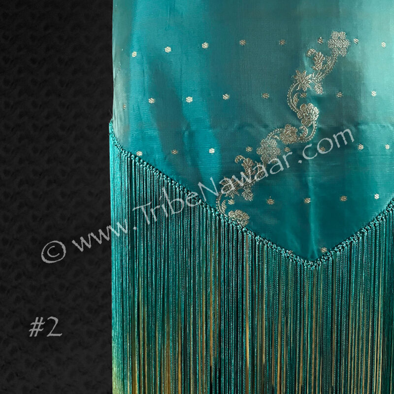 Teal Sari Fringe Hip Scarf