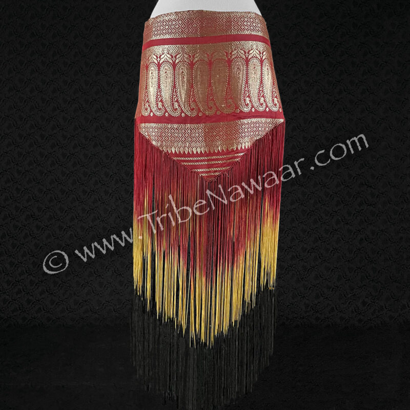 Wine Sari Fringe Hip Scarf