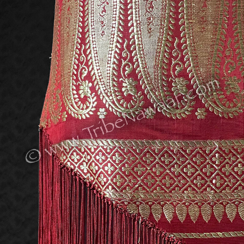 Wine Sari Fringe Hip Scarf