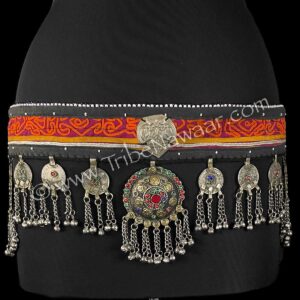 Berry & Orange Gota Jeweled Belt (Consignment kgmc1-38)