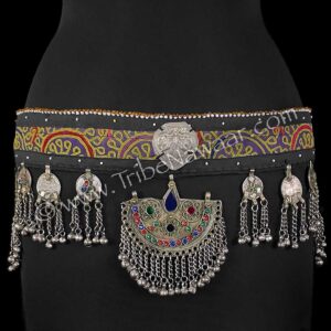 Purple & Chartreuse Gota Jeweled Belt (Consignment kgmc1-39)